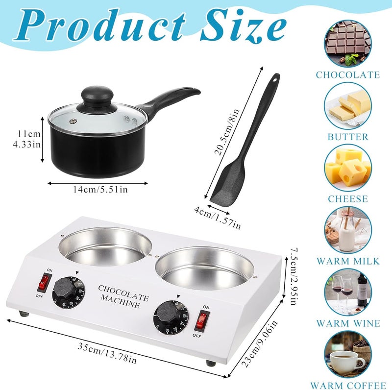 ROCEEI 1 Set Chocolate Boiler Electric Heating Chocolate Melting Tempering Machine with 1 Silicone Spatula Boiler for Melting for Candy (Double Pot) - Image 2